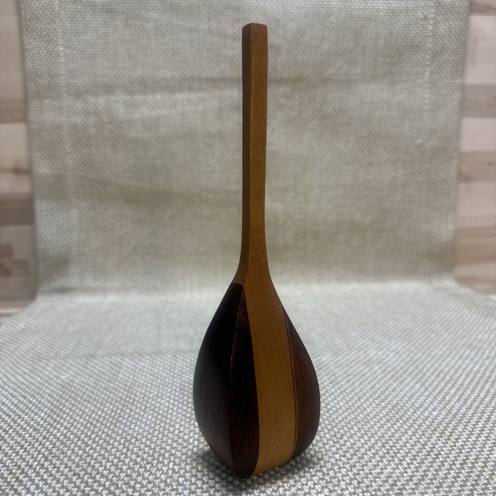 Mixed Natural Woods Handcrafted Vintage Bud Vase/MCM decor signed by artist Cox